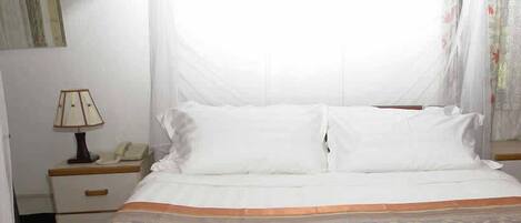 Shower, towels, soap, toilet paper