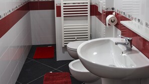 Regadera, secadora de cabello, bidet, toallas 