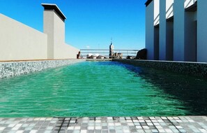 A rooftop pool