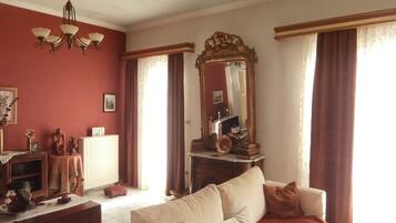 TV, DVD player, books, video library