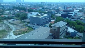Overlooking a bustling city, this urban landscape offers a glimpse into the local area.