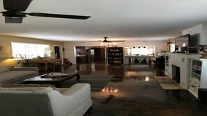 TV, DVD player, books, music library