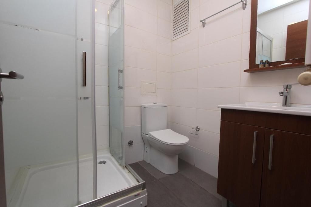 shower, rainfall showerhead, free toiletries, hair dryer