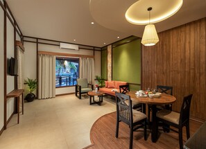 Pond Facing Suite Room with Balcony | Living room | LCD TV