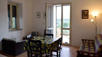 TV, caminetto, libri