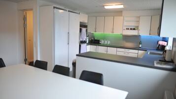 Frigorífico, microondas, horno y placa de cocina