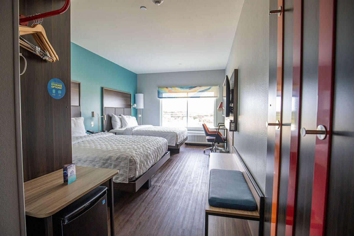 room, 2 queen beds | 1 bedroom, desk, laptop workspace, iron/ironing board