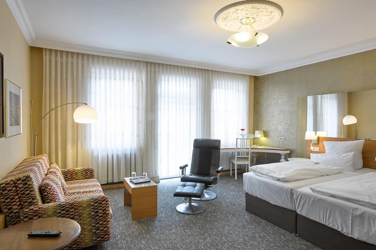 Deluxe-Doppel- oder -Zweibettzimmer | 1 Schlafzimmer, Allergikerbettwaren, Zimmersafe, Schreibtisch