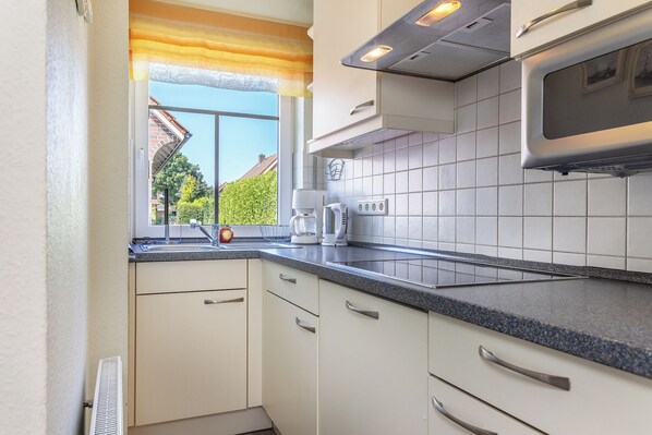 Kühlschrank, Mikrowelle, Herdplatte, Geschirrspüler