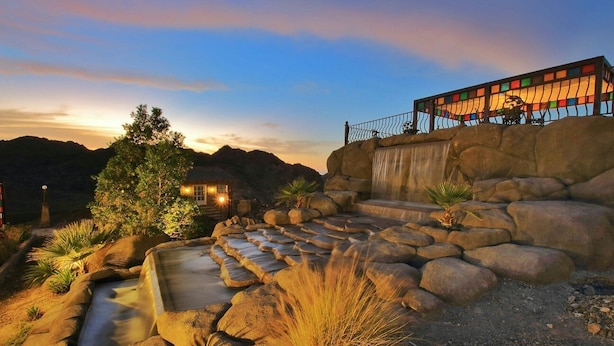 Outdoor pool, pool umbrellas, pool loungers
