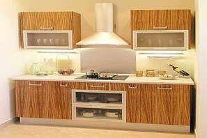 Private kitchen - The apartment have a beautiful panoramic view over the old center of Craiova (Craiova)