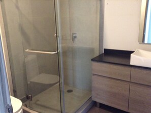 Departamento ejecutivo | Baño | Regadera, toallas, jabón, papel de baño