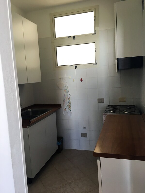 Fridge, oven, stovetop, cookware/dishes/utensils