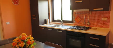 Forn, placa de cuina i cafetera i tetera