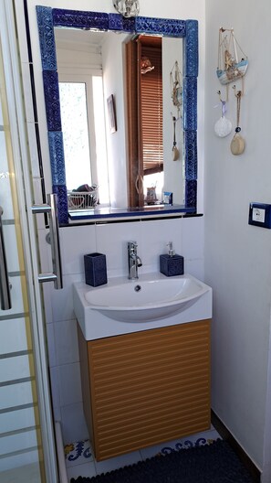 Regadera, secadora de cabello, bidet, toallas 