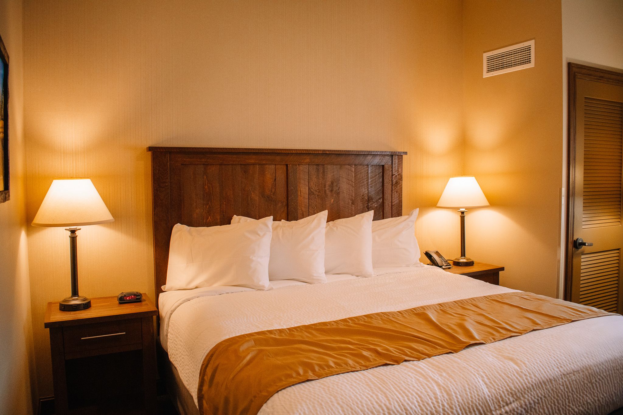 king suite with kitchenette | desk, laptop workspace, blackout curtains, iron/ironing board