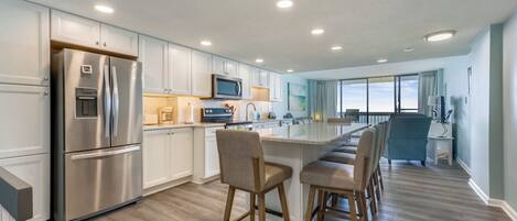 Microwave, dishwasher, coffee/tea maker, toaster