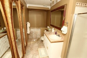 Bathtub, hair dryer, towels