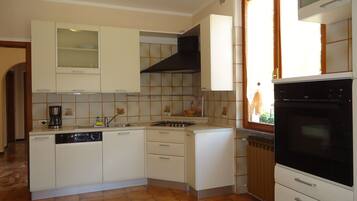 Fridge, dishwasher, coffee/tea maker, electric kettle