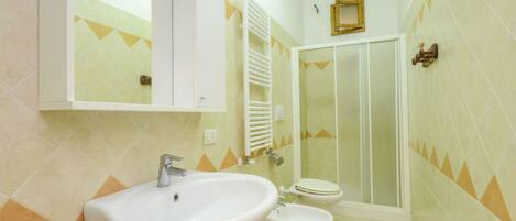 Regadera, secadora de cabello, bidet, toallas