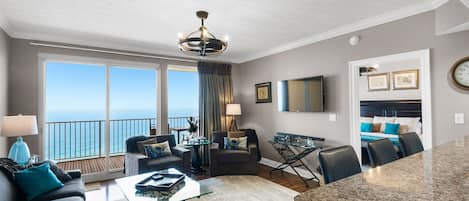 Smart TV, books, music library, stereo