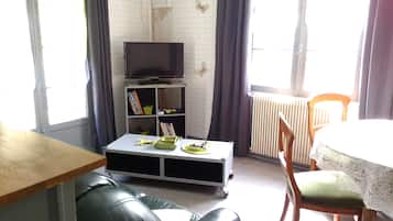 TV, DVD player, books