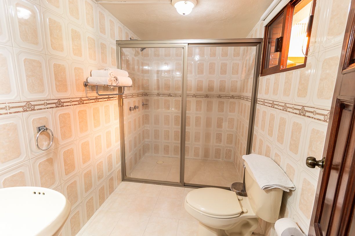 triple room | bathroom | shower, towels, soap, shampoo