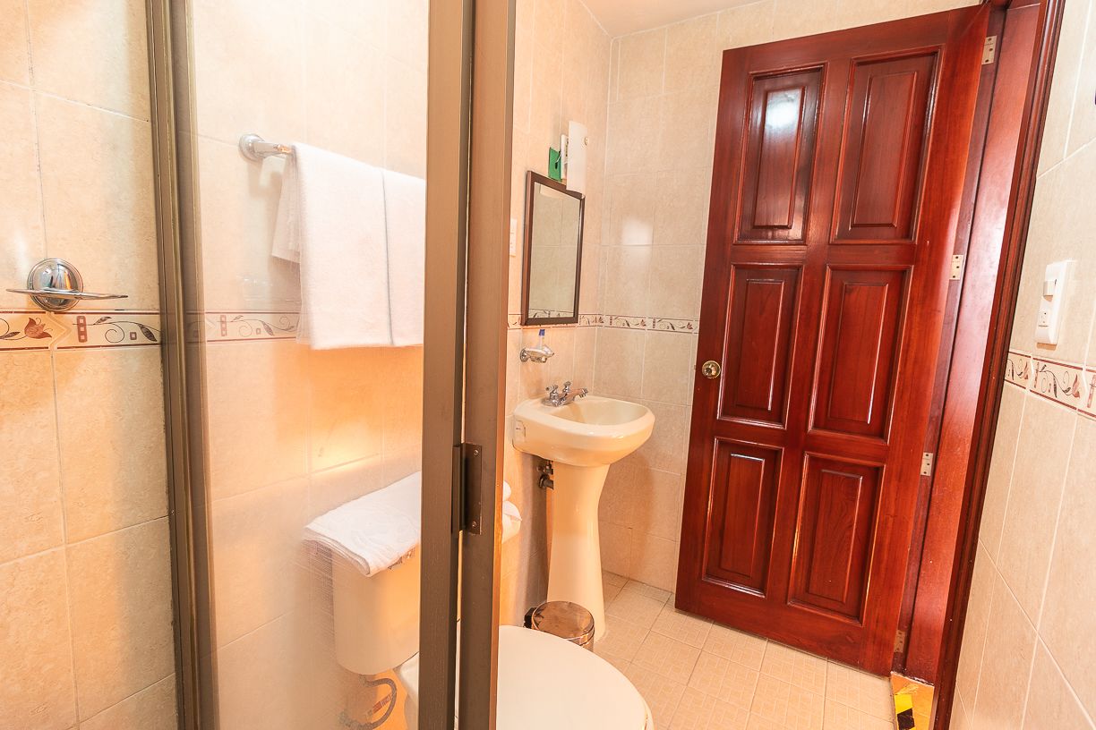 single room | bathroom | shower, towels, soap, shampoo