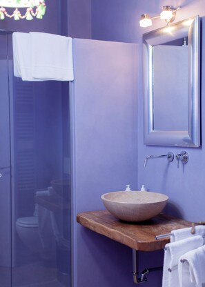 Bathtub, hair dryer, bidet, towels