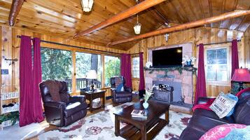 Smart TV, fireplace, Netflix, Hulu