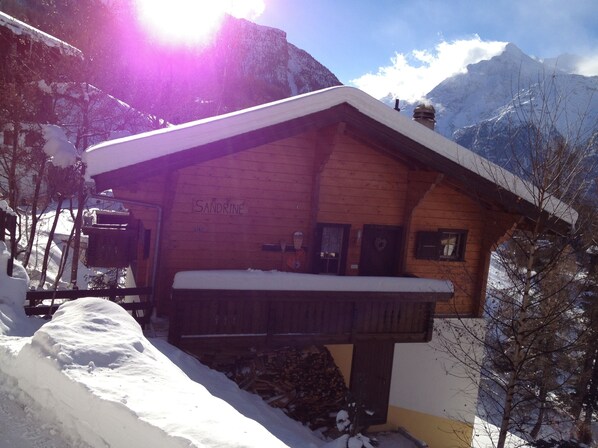 Exterior - Comfortable wooden chalet in a location with pristine view in the mountains (Grächen)