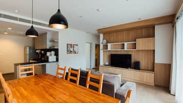 TV, DVD player, video library