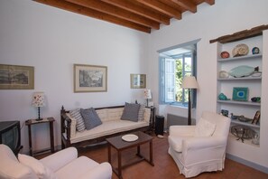 Télévision, cheminée, lecteur de DVD, chaîne hi-fi