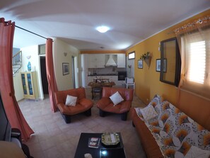 TV, DVD player, stereo