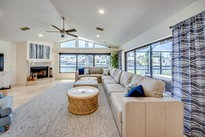 TV, fireplace, DVD player