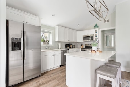 Fridge, microwave, oven, stovetop. Next to Hampton Park | Prime Location | Haven Home