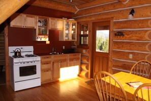 Fridge, oven, stovetop, coffee/tea maker