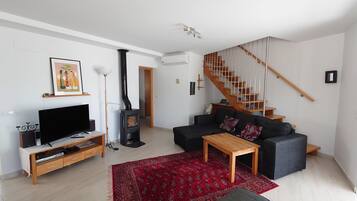 TV, fireplace