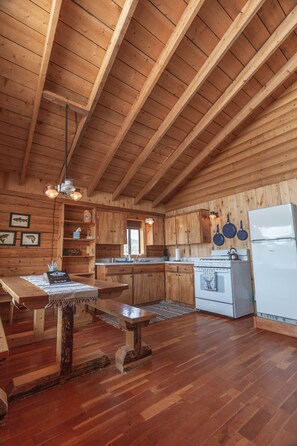 Fridge, oven, stovetop, coffee/tea maker