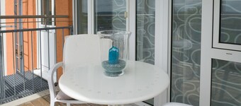 South facing balcony with distant views