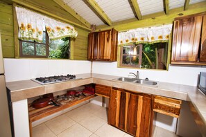 Fridge, microwave, stovetop, coffee/tea maker - Amazingly Affordable Savings "Rustic Jamaican Vibes" on Ocean Front, Selecluded (St. Mary, Jamaica)