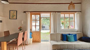 TV connectée, cheminée, livres