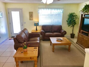 Smart TV, DVD player, books, video library