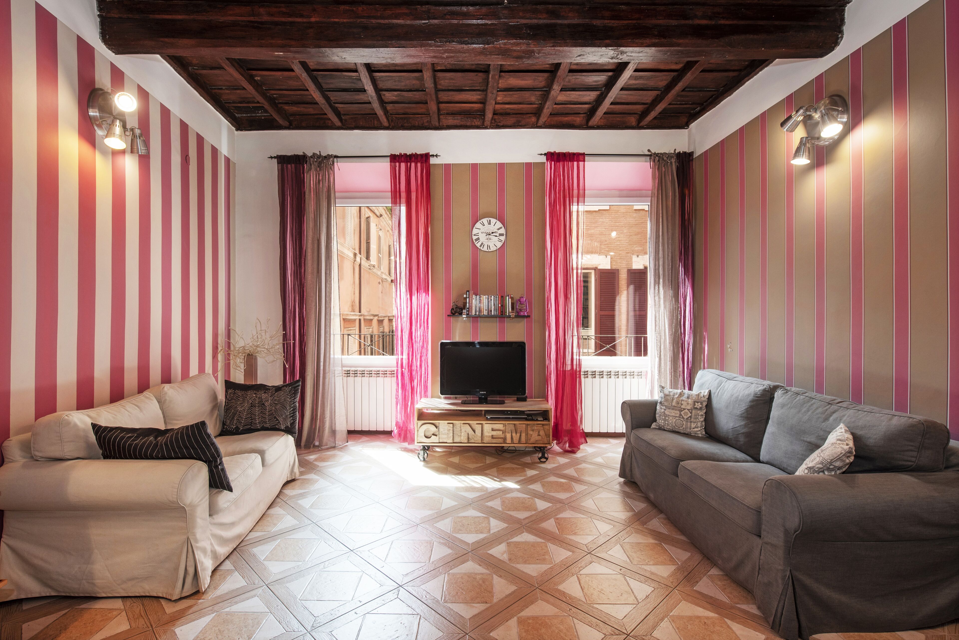 Smart TV, DVD player, video library, stereo