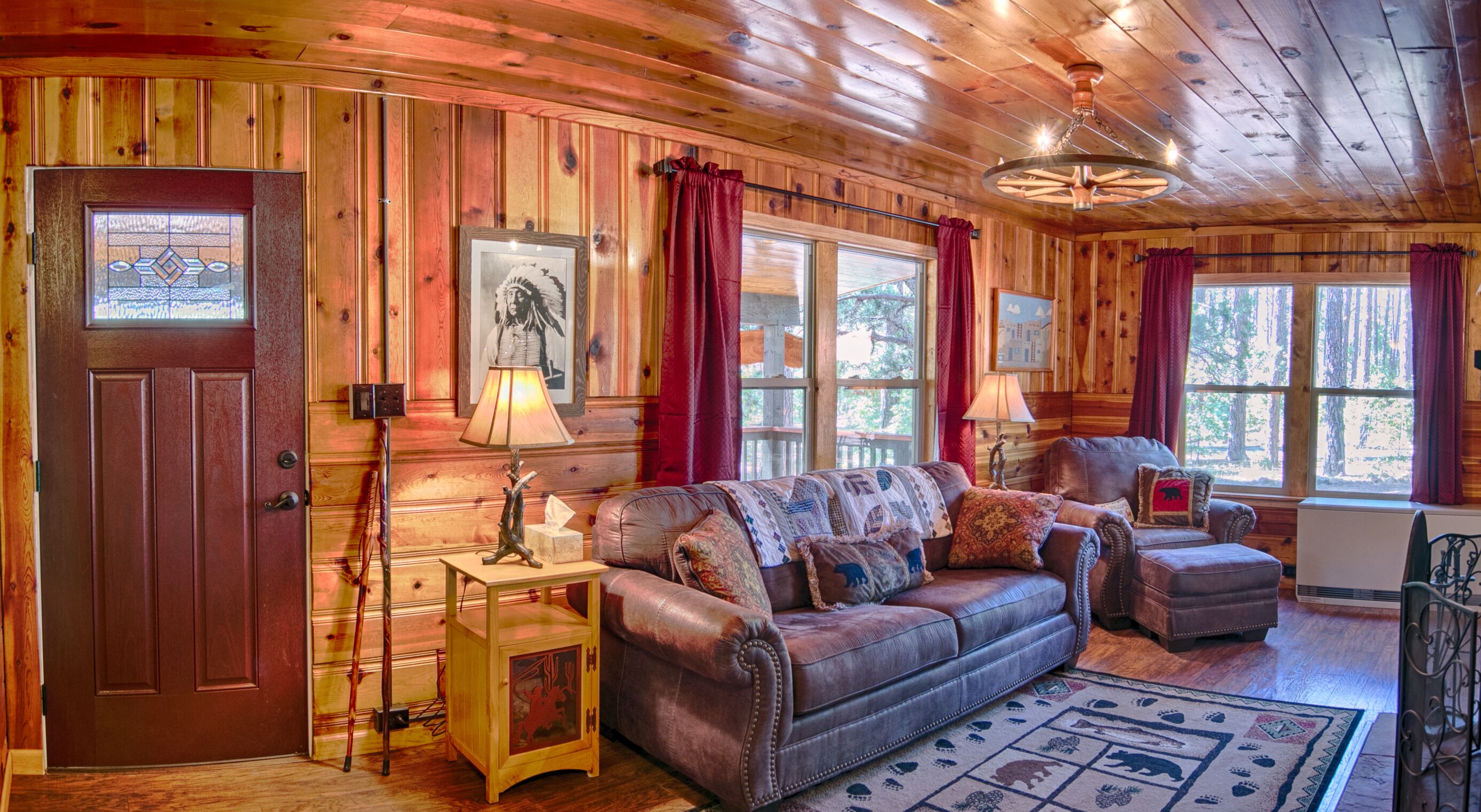 Télévision, cheminée, lecteur de DVD, livres