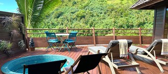 Wooden architect villa with jacuzzi