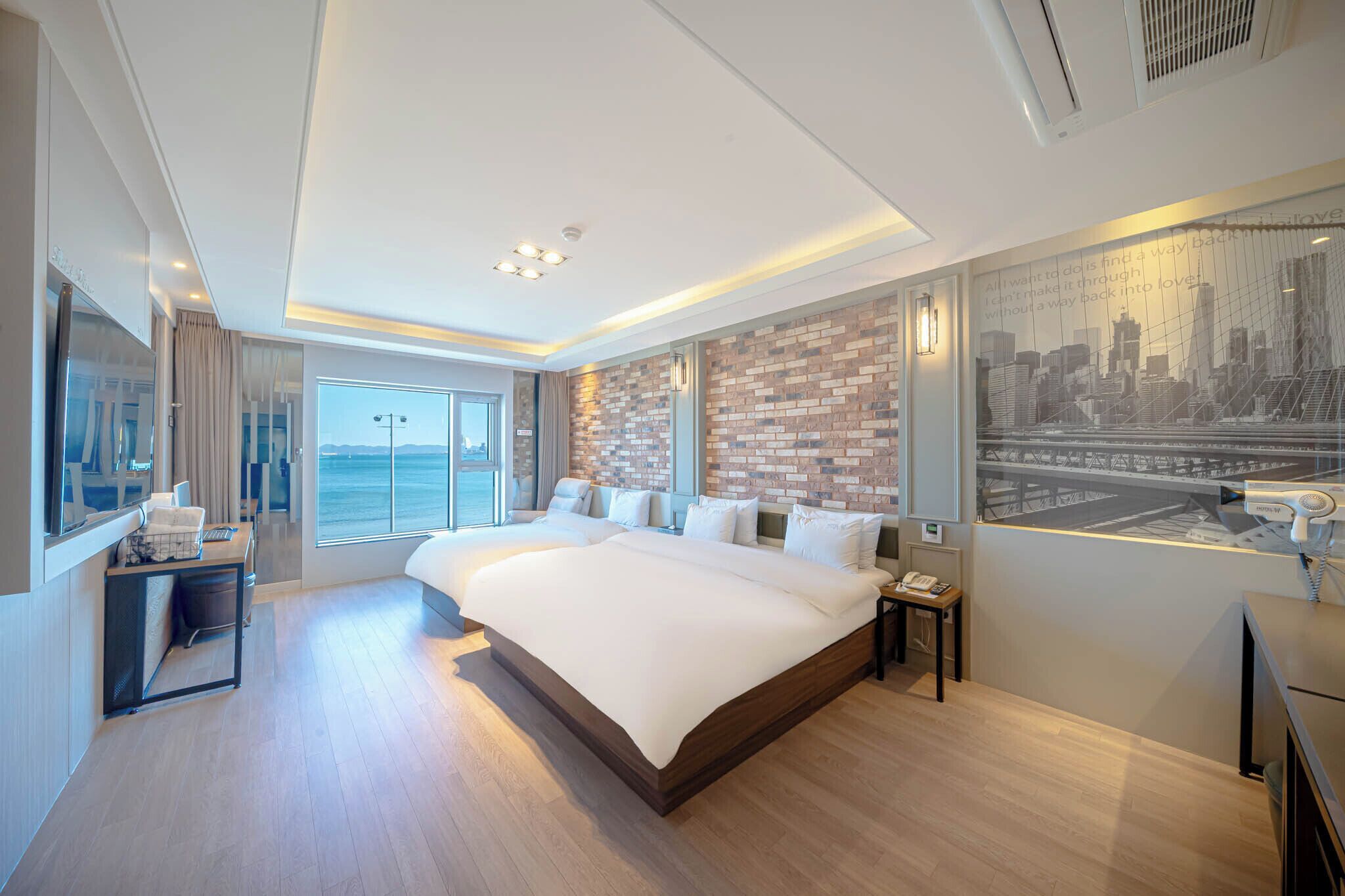 Premium bedding, down comforters, individually decorated, desk