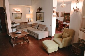 Smart TV, caminetto, libri