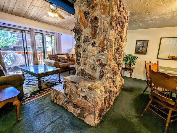 TV, fireplace, DVD player, stereo