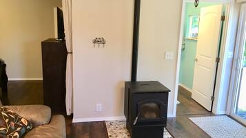 TV, DVD player, video library